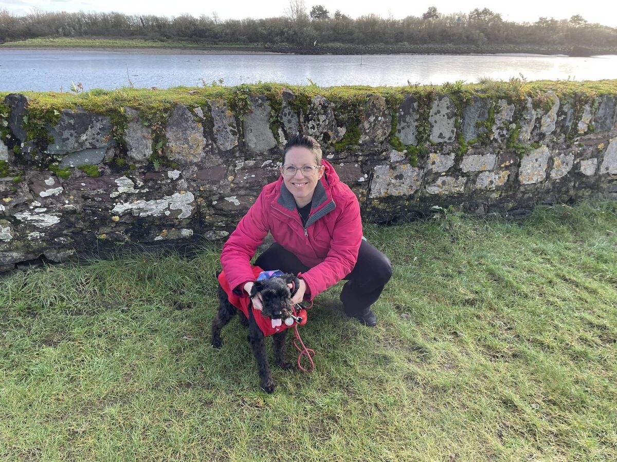 The Rev. Elise Hanley with rescue mini schnauzer Ted in Glounthaune, Co. Cork. The Rev. Elise Hanley with rescue mini schnauzer Ted in Glounthaune, Co. Cork.