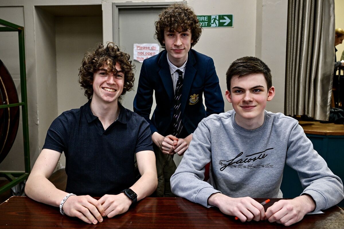 Zak O’Sullivan, Liam Fitzgerald and Odran Murphy from Presentation College pictured in Douglas GAA Club. Picture by Chani Anderson