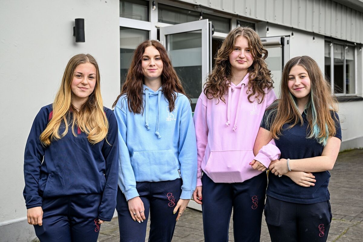 Iga Krolik, Aoibheann O’Leary, Avrora Hrjascevskaya and Ruby Gash from Carrigaline Community School. Picture by Chani Anderson