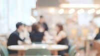 Blurred background : blur restaurant with people on bokeh light background, banner