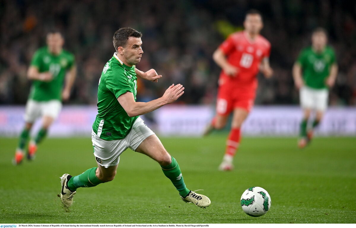 Seamus Coleman of Republic of Ireland during the international friendly match between Republic of Ireland and Switzerland at the Aviva Stadium in Dublin. Photo by David Fitzgerald/Sportsfile