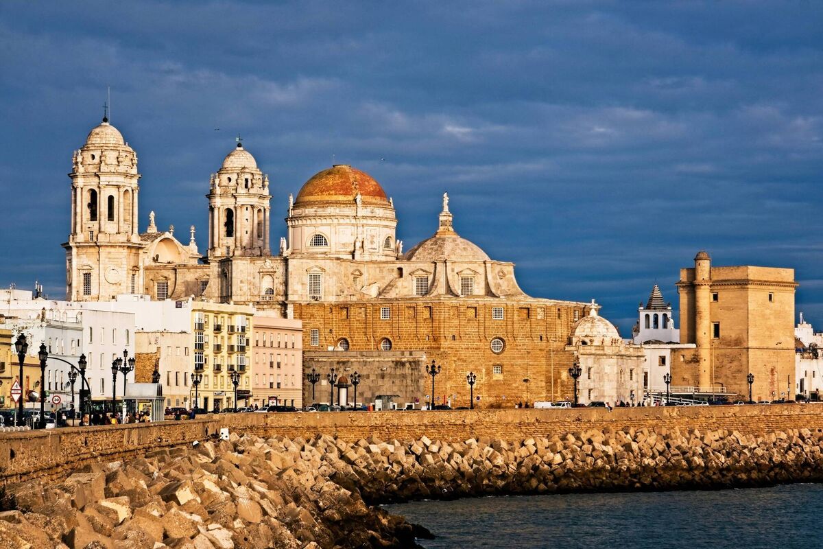 Cathedral de Cadiz, by Kevin O'Sullivan. (Sunset view to the waterfront, and Cadiz Cathedral, Andalucia, Spain). RTAI Cork Camera Group.