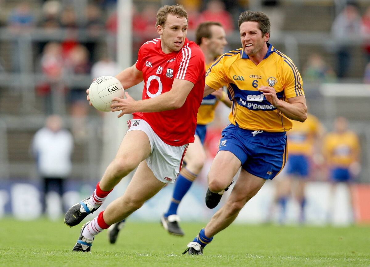 Cork's Ciarán Sheehan moves away from Gordan Kelly of Clare during the Munster SFC final at the TUS Gaelic Grounds in 2012. Picture: INPHO/James Crombie