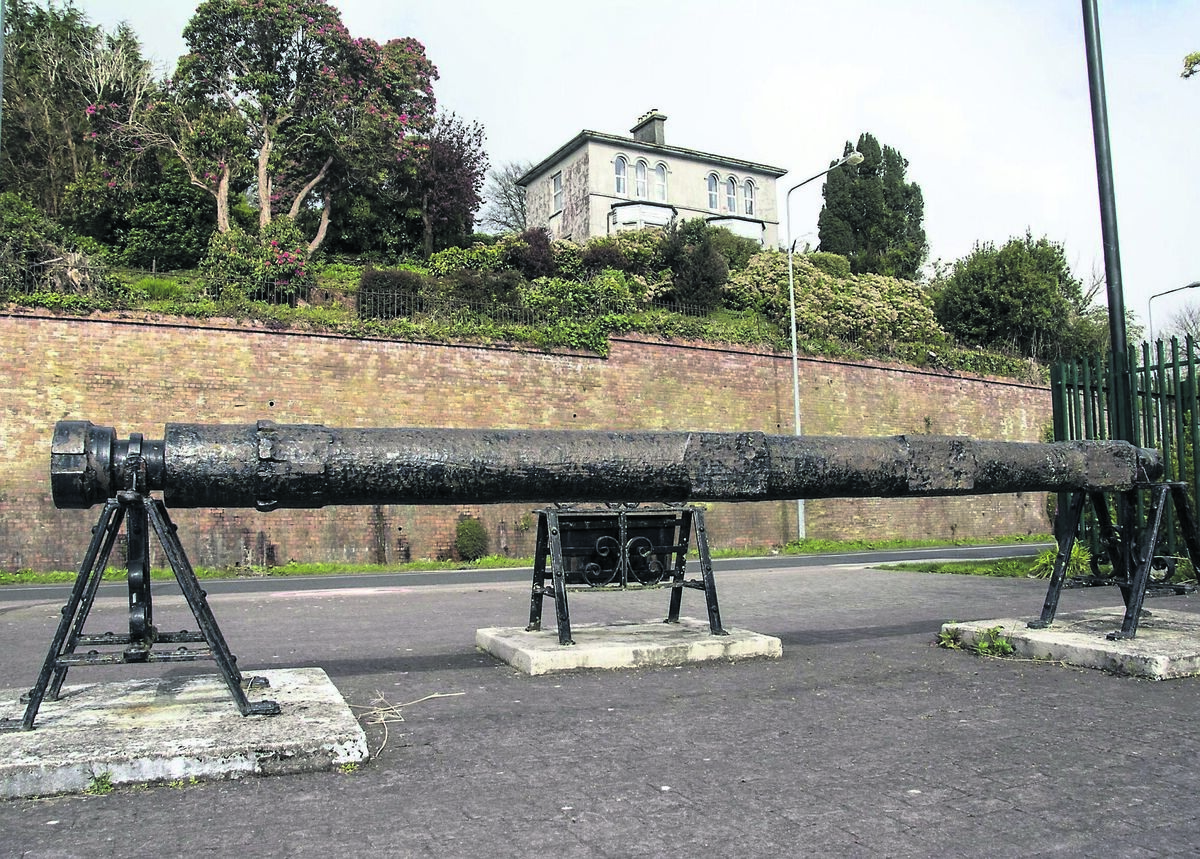 The drive shaft of the Sirius, mounted on display by the side of the road winding on to Monkstown.