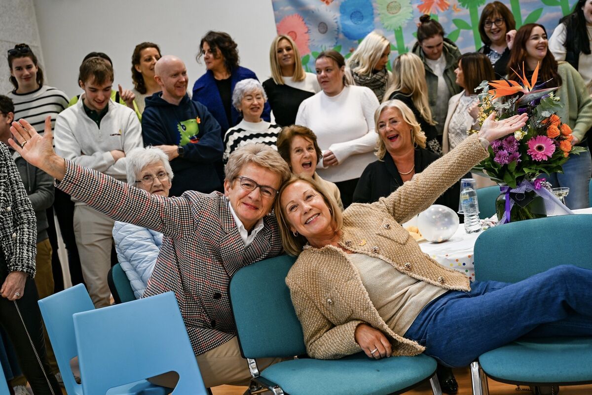 Maureen Farrell (right) was deputy principal when Ann O’ Donovan (right) began her career as Secretary of St Columbus boy’s school in Douglas over 40 years ago. They became firm friends and are now looking forward to the many fun adventures they will share together in their retirement. Picture: Chani Anderson. Maureen Farrell (right) was deputy principal when Ann O’ Donovan (right) began her career as Secretary of St Columbus boy’s school in Douglas over 40 years ago. They became firm friends and are now looking forward to the many fun adventures they will share together in their retirement. Picture: Chani Anderson.