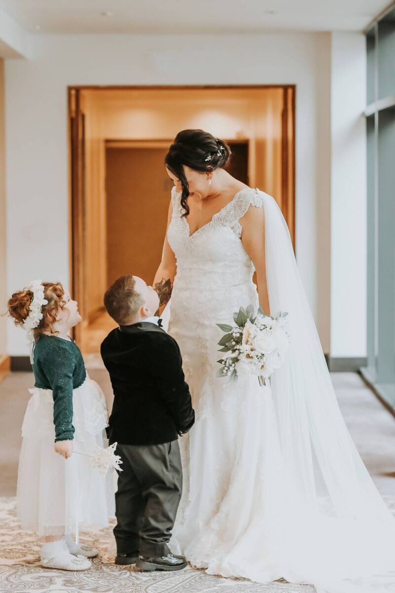 Tadhg and Faye (the couple’s twins) took front and centre as flower girl and page boy. Tadhg and Faye (the couple’s twins) took front and centre as flower girl and page boy.