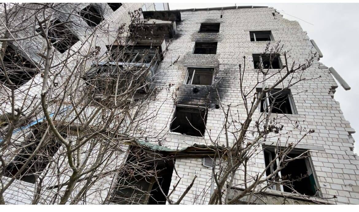 A building in Borodyanka, approximately 30 miles north of Kyiv, which was bombed by Russia in the early days of the full-scale Russian invasion. Picture: Brian Staveley.