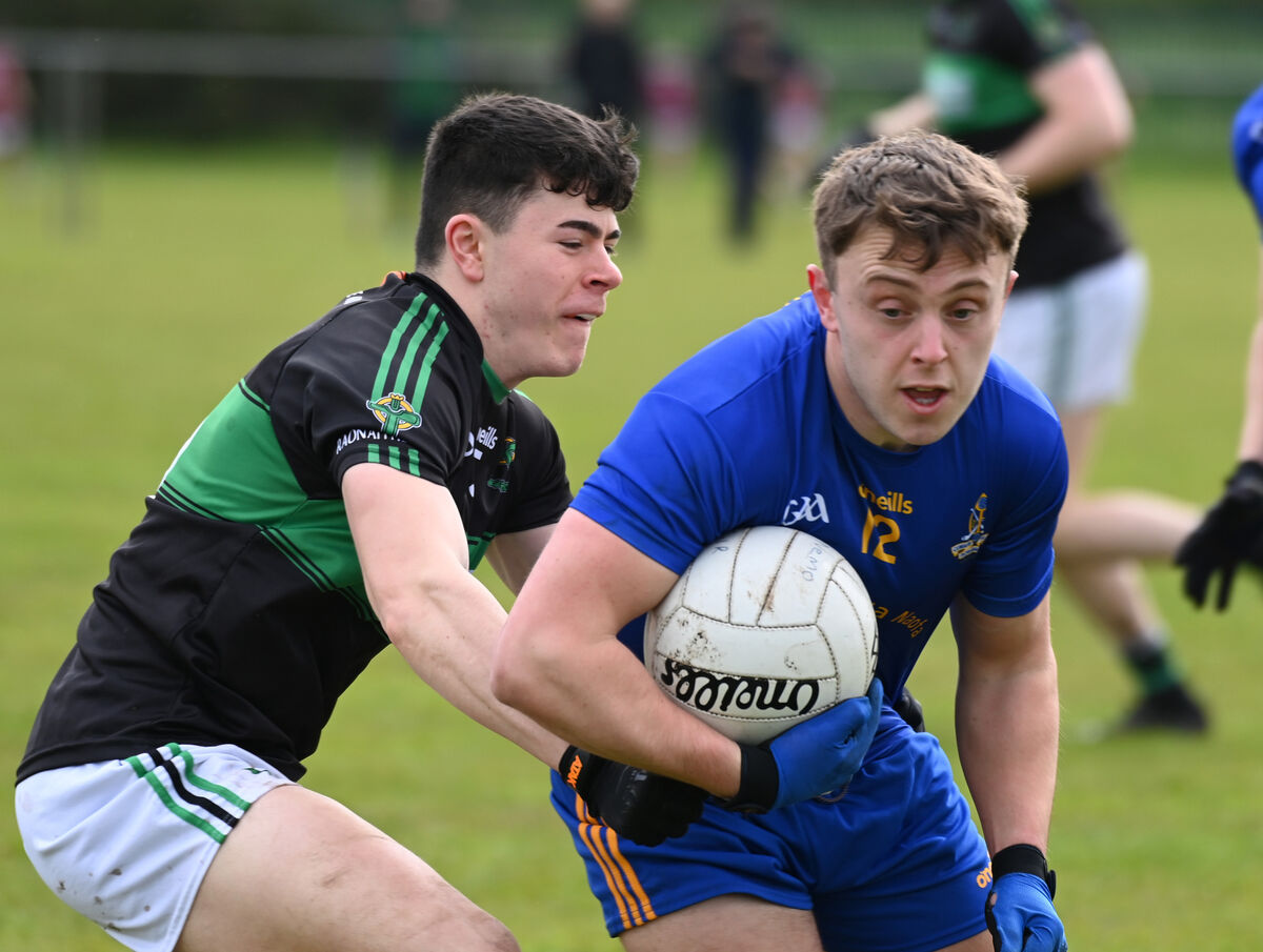 St Finbarr's Bill O'Connell is tackled by Nemo Rangers Oisín Whyte during the McCarthy Insurance Group Division 1 football league game at Trabeg. Picture: Eddie O'Hare