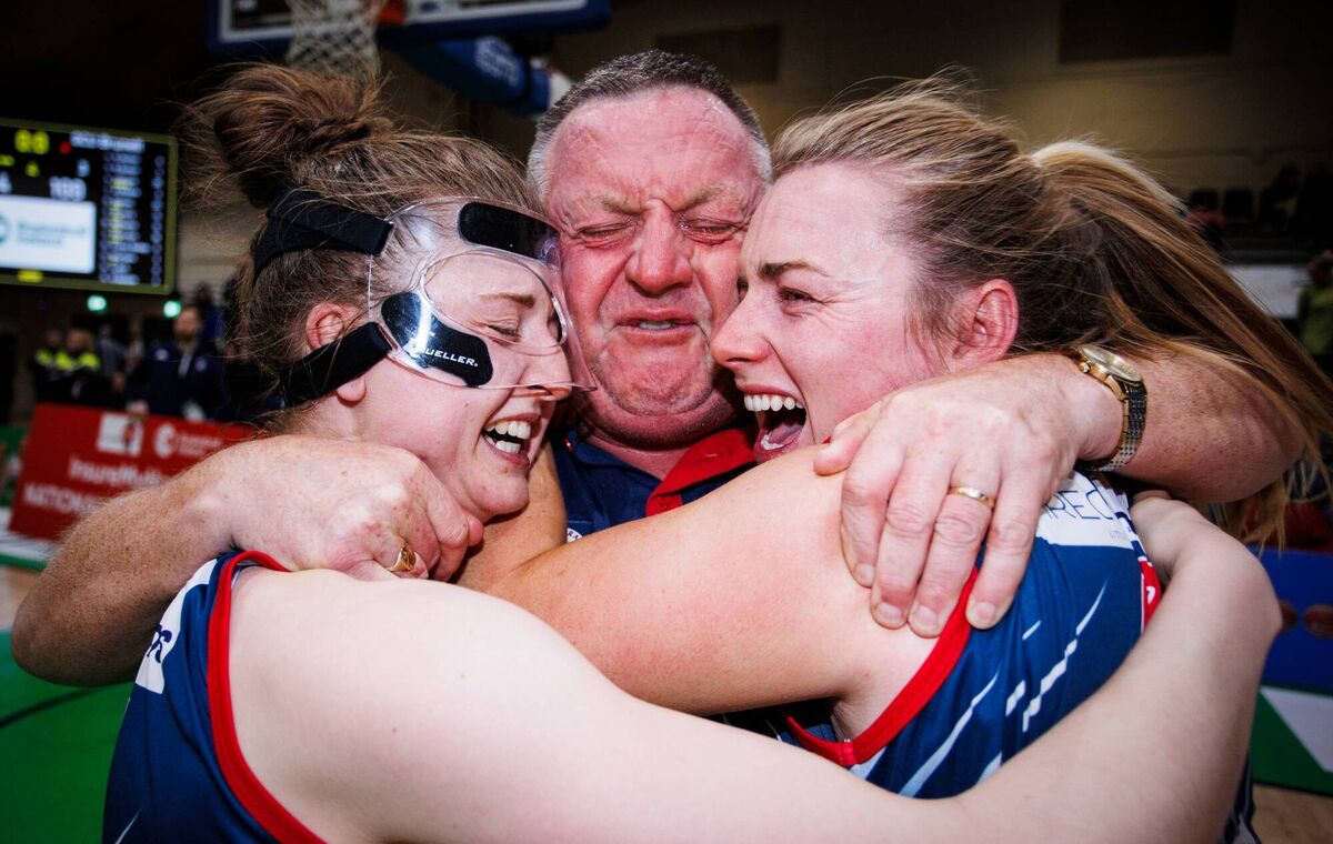 JOY: Brunell duo Edel Thornton (left) and Danielle O'Leary explode with joy alongside club stalwart, Kieran O’Leary, Danielle's father. Pic: Tom Maher, Inpho