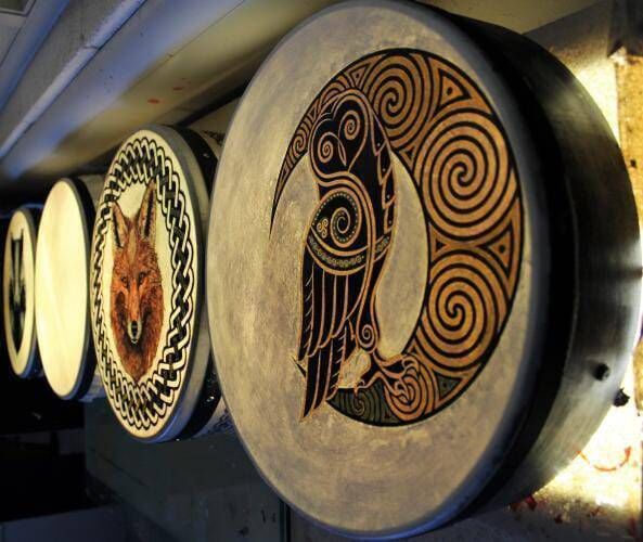 Bodhrans which will be exhibited in the Nano Nagle Place for the duration of the Cork Life Long Learning festival.