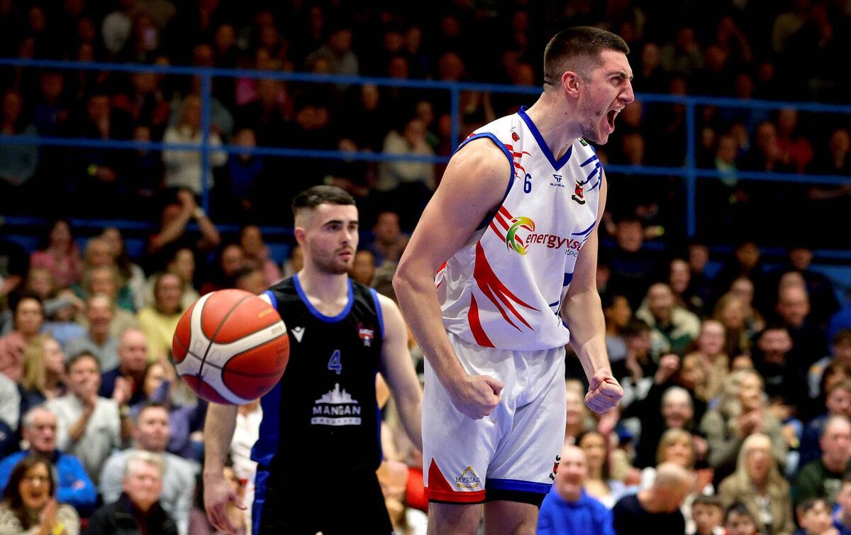 Neptune’s Cian Heaphy celebrates a basket. Picture: INPHO/Ryan Byrne 
