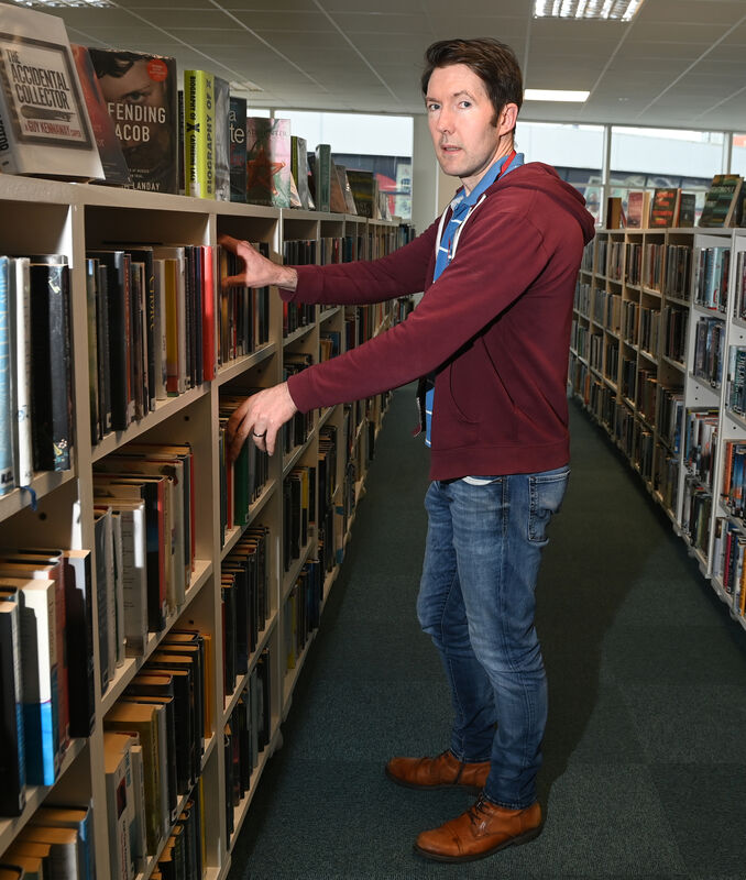 Tom at work in Blackpool library.