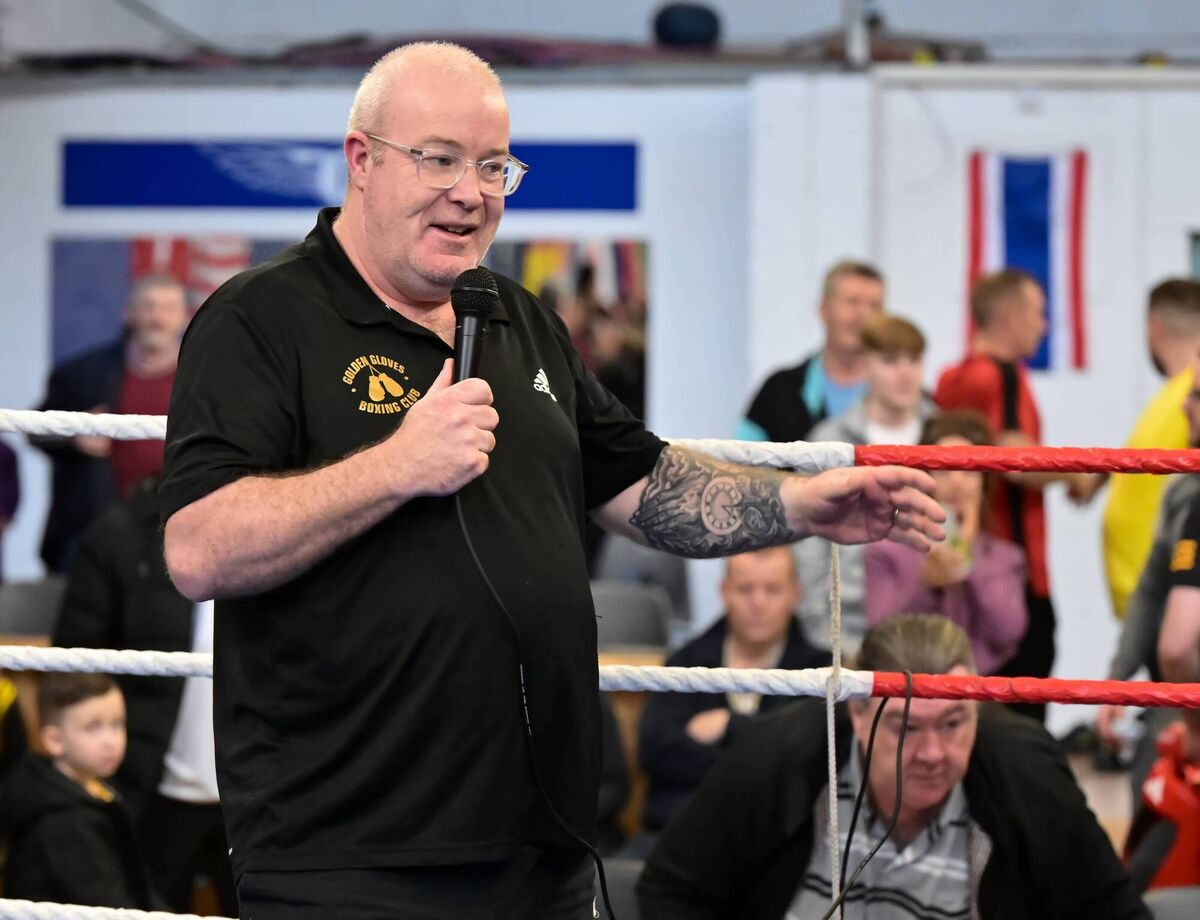Chief Tournament Organiser, John Morrissey of Golden Gloves BC, addresses the crowd at the conclusion of the Northside Boxing Club / Cork County Boxing Board senior tournament held at Northside Boxing Club Chief Tournament Organiser, John Morrissey of Golden Gloves BC, addresses the crowd at the conclusion of the Northside Boxing Club / Cork County Boxing Board senior tournament held at Northside Boxing Club