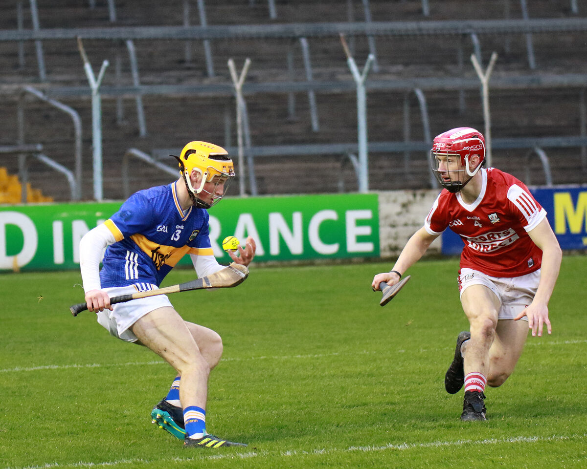 Liam Kelleher of Cork keeps a close eye on Tipperary's Eoghan Doughan. Picture: Brendan Gleeson Liam Kelleher of Cork keeps a close eye on Tipperary's Eoghan Doughan. Picture: Brendan Gleeson