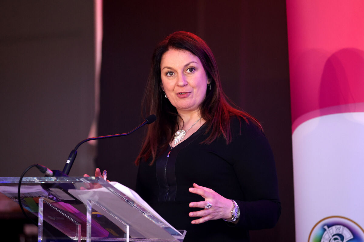 CEO of the Camogie Association, Sinéad McNulty, addressing the congress.