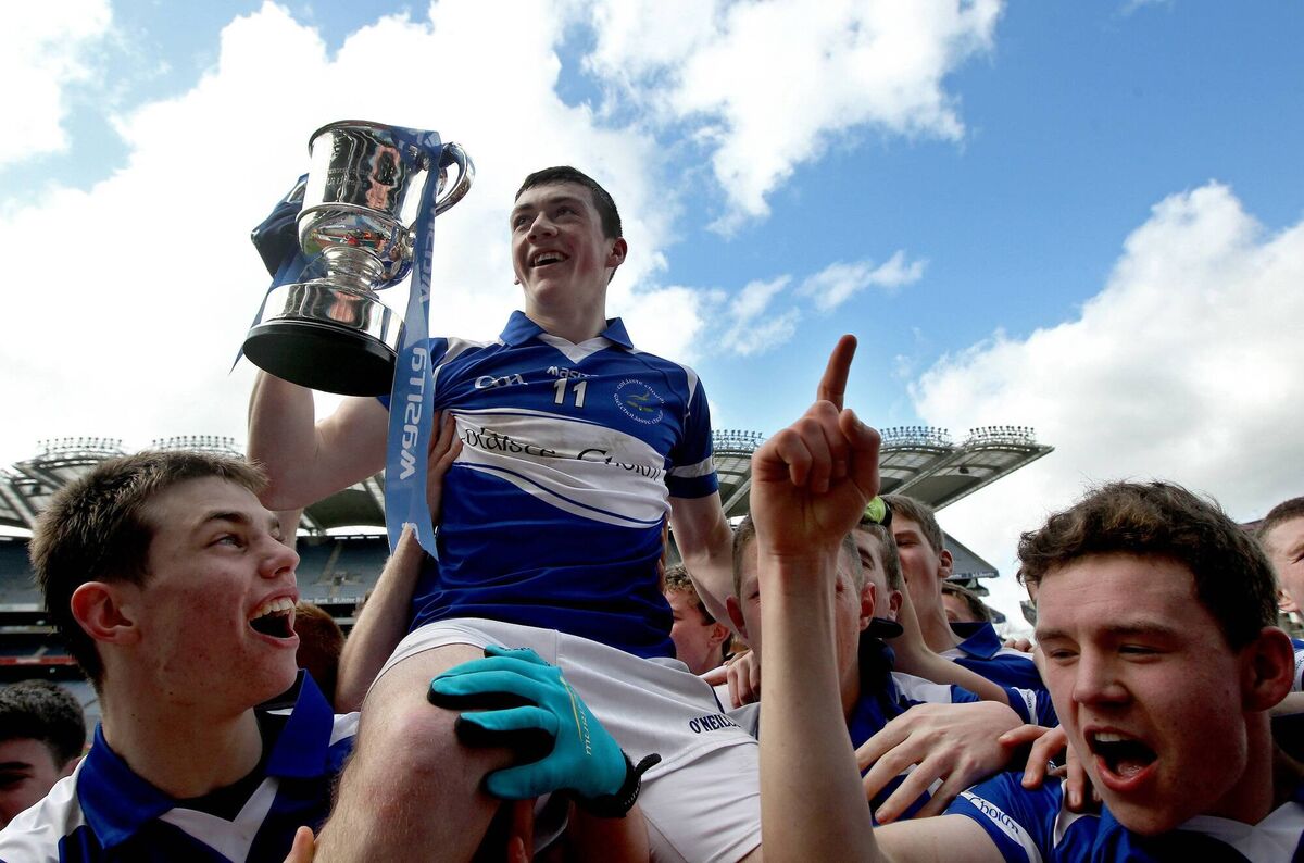Coláiste Choilm captain Seán O'Donoghue lifts the Paddy Drummond Cup after winning the All-Ireland. Picture: INPHO/Ryan Byrne Coláiste Choilm captain Seán O'Donoghue lifts the Paddy Drummond Cup after winning the All-Ireland. Picture: INPHO/Ryan Byrne
