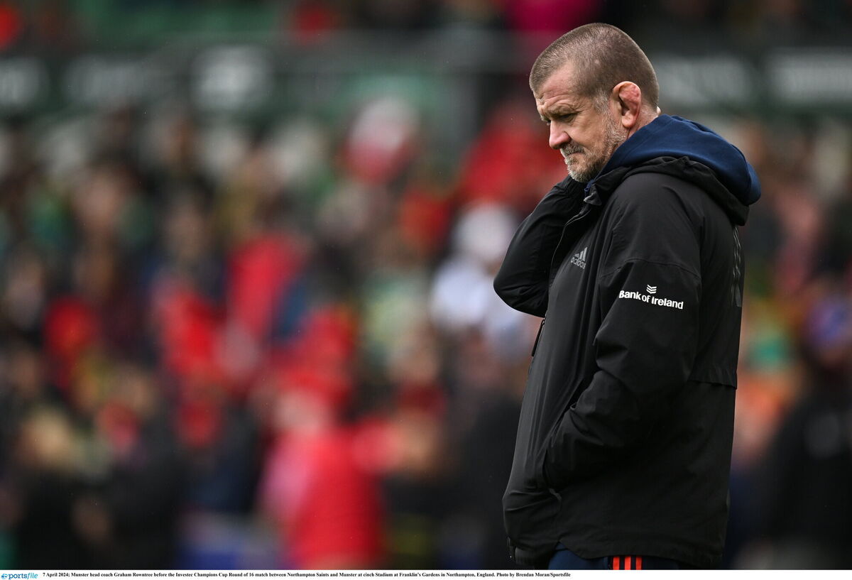 Munster head coach Graham Rowntree before the Investec Champions Cup Round of 16 match between Northampton Saints and Munster at cinch Stadium at Franklin’s Gardens in Northampton, England. Photo by Brendan Moran/Sportsfile Munster head coach Graham Rowntree before the Investec Champions Cup Round of 16 match between Northampton Saints and Munster at cinch Stadium at Franklin’s Gardens in Northampton, England. Photo by Brendan Moran/Sportsfile
