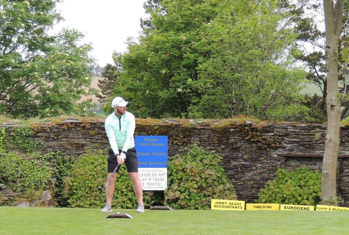 Kilbrittain hurler Maurice Sexton taking part in the club's annual golf classic, teeing off at the first hole in Bandon GC in 2023.