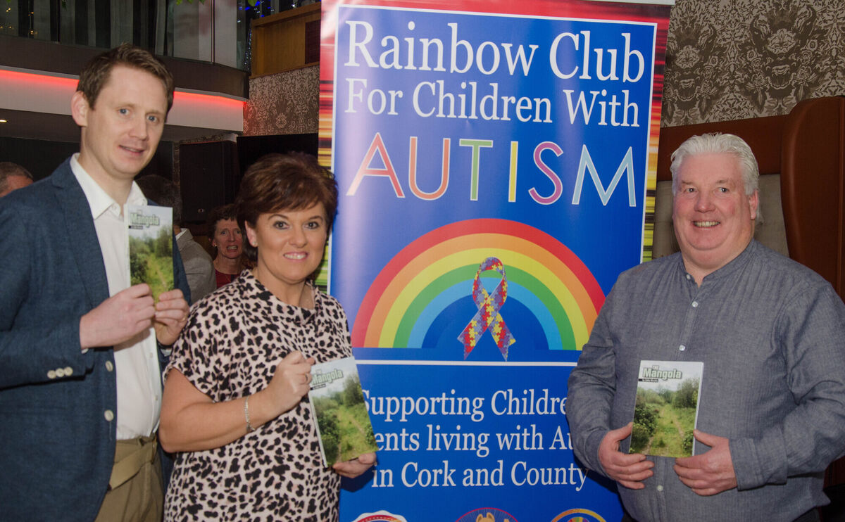Eddie Murphy in 2019 at the launch of his book The Mangola. Also pictured are Gary Hanrahan of Douglas Credit Union and Karen O'Mahony of The Rainbow Club. Picture: Howard Crowdy