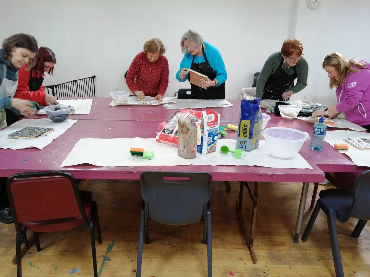 Some participants who took part in the Mosiacs Course which took part at the Mayfield Arts Centre. The course was funded by SICAP and supported by Cork City Partnership. 