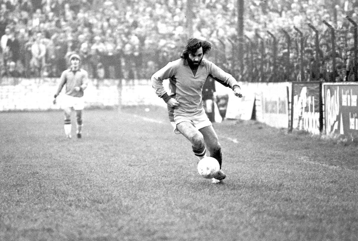 George Best playing for Cork Celtic against Bohemians at Turner’s Cross in 1976. George Best playing for Cork Celtic against Bohemians at Turner’s Cross in 1976.