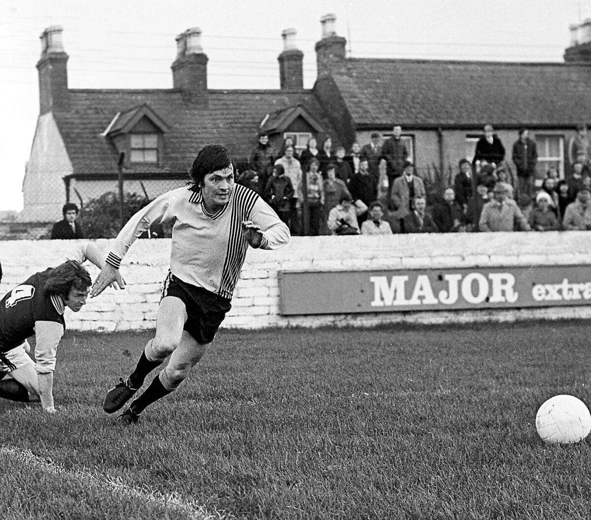 George Best playing for Cork Celtic against Bohemians at Turner’s Cross in 1976. George Best playing for Cork Celtic against Bohemians at Turner’s Cross in 1976.