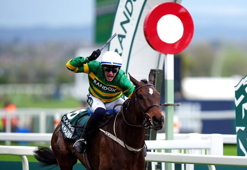 Paul Townend celebrates winning the Randox Grand National Handicap Chase. Picture: PA Paul Townend celebrates winning the Randox Grand National Handicap Chase. Picture: PA