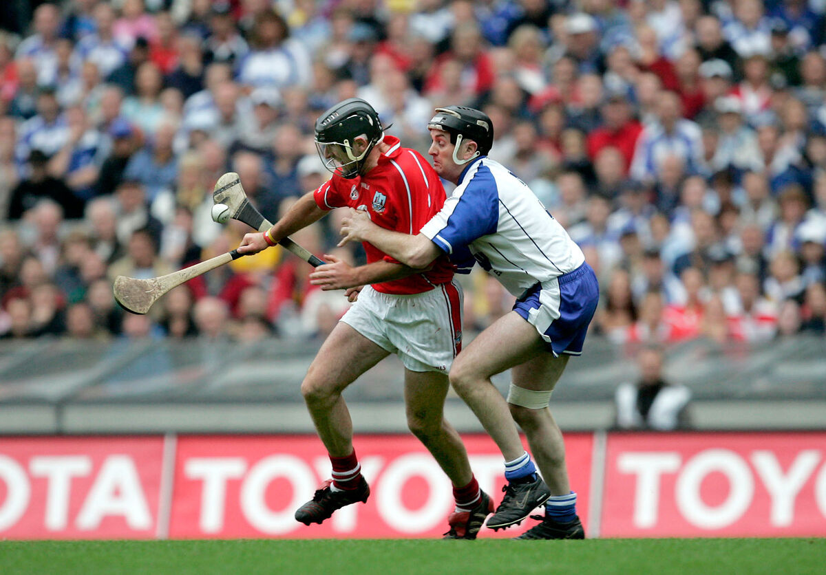 Brian Corcoran tries to find a way past Waterford's Fergal Hartley in the 2005 All-Ireland SHC quarter-final. Picture: Inpho/Morgan Treacy Brian Corcoran tries to find a way past Waterford's Fergal Hartley in the 2005 All-Ireland SHC quarter-final. Picture: Inpho/Morgan Treacy