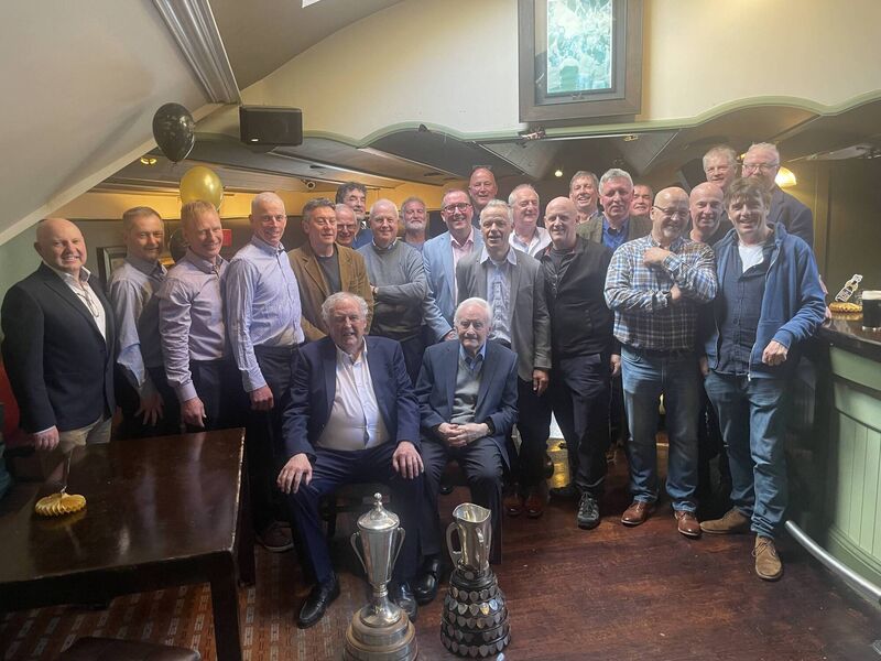 Members of the 1984 St Finbarr's Farranferris team winners of the Dr Harty Cup and All-Ireland Senior Colleges hurling at Flannery's Bar for their 40th anniversary Reunion.