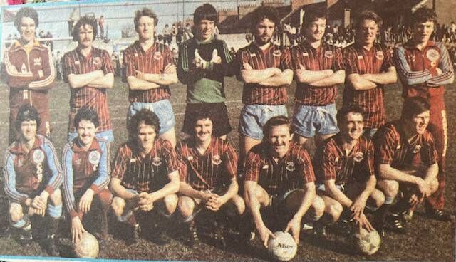 Cobh Ramblers (who defeated Finn Harps 1-0 in the FAI Cup quarter-final at St. Colman's Pk. on Sunday, March 6th 1983 : L to R (Back): John O'Sullivan, Frank O'Neill, Eddie O'Halloran, Paul Keating, George Wilshaw, Mick O'Leary, Liam Haughton, Peter Piggott. L to R (Front): Tim Stack, Jimmy Kelly, Paul O'Neill, Paul Crowley, George Mellerick (capt.), Fergus McDaid, Paddy Shortt. (pic: Irish Examiner) Cobh Ramblers (who defeated Finn Harps 1-0 in the FAI Cup quarter-final at St. Colman's Pk. on Sunday, March 6th 1983 : L to R (Back): John O'Sullivan, Frank O'Neill, Eddie O'Halloran, Paul Keating, George Wilshaw, Mick O'Leary, Liam Haughton, Peter Piggott. L to R (Front): Tim Stack, Jimmy Kelly, Paul O'Neill, Paul Crowley, George Mellerick (capt.), Fergus McDaid, Paddy Shortt. (pic: Irish Examiner)