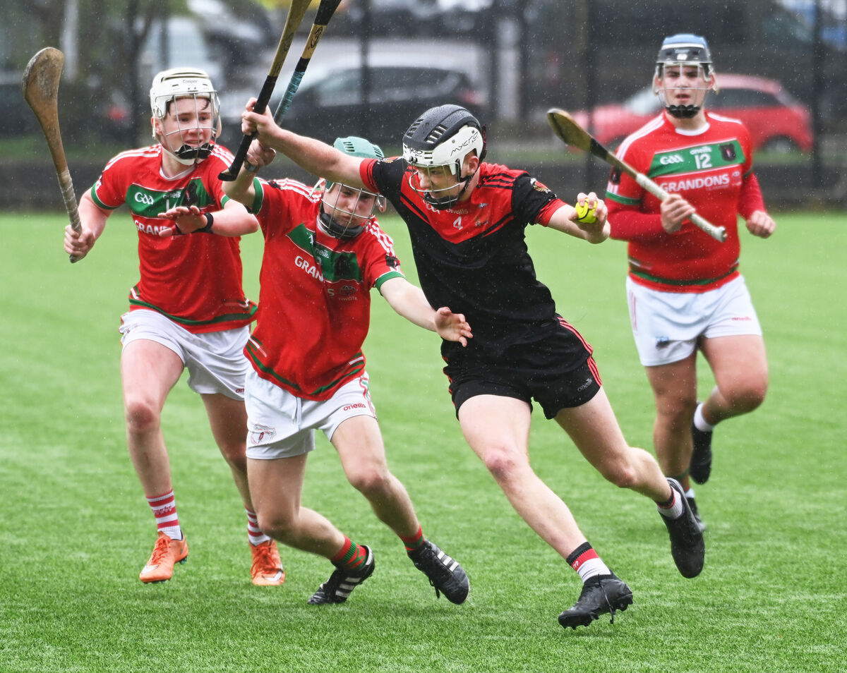 Coláiste án Spioraid Naoimh's Sam Sheridan breaks from Coláiste an Phiarsaigh's Jack Ó Tiarnaigh during the Cork PPS Senior B hurling final at SuperValu Páirc Uí Chaoimh 4G. Picture: Eddie O'Hare