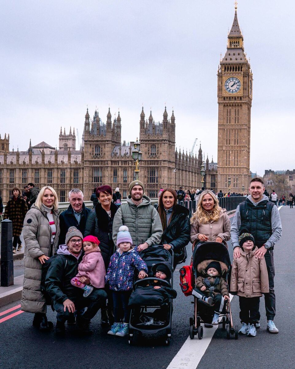 Keith Forde, with his extended family, visiting London.