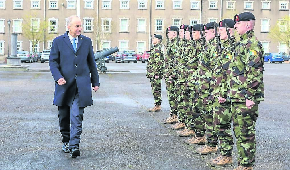 Tánaiste Micheál Martin inspecting a guard of honour at the accommodation block. Picture: David Creedon Tánaiste Micheál Martin inspecting a guard of honour at the accommodation block. Picture: David Creedon