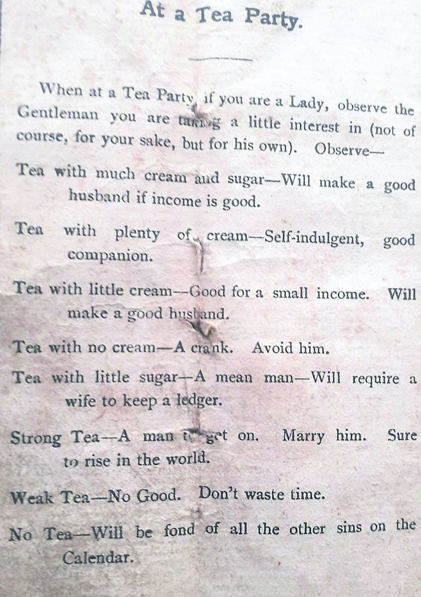 A page from the ‘tea book’ owned by reader Michael Ryan’s grandmother