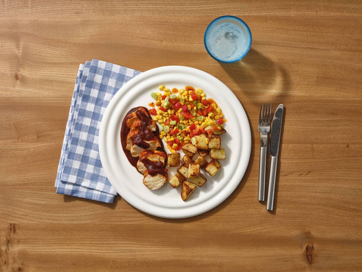 Bluey-inspired BBQ chicken with crispy potatoes recipe from Gousto.