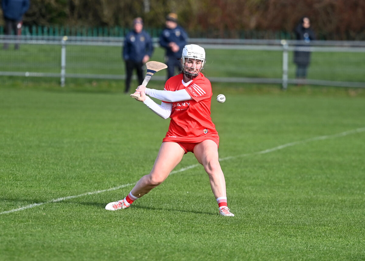Lauren Homan scores a point from a free for Cork. Her accuracy from frees played a huge part in their league title win. Picture: Larry Cummin
