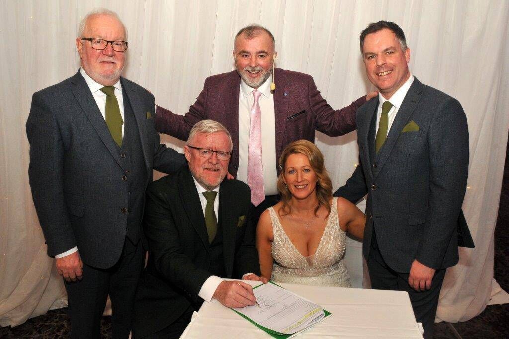 The couple were married by Brian Twomey. They had two witnesses, Terry’s friend Patsy Ryan and Rose’s brother Mike Lucey. The couple were married by Brian Twomey. They had two witnesses, Terry’s friend Patsy Ryan and Rose’s brother Mike Lucey.