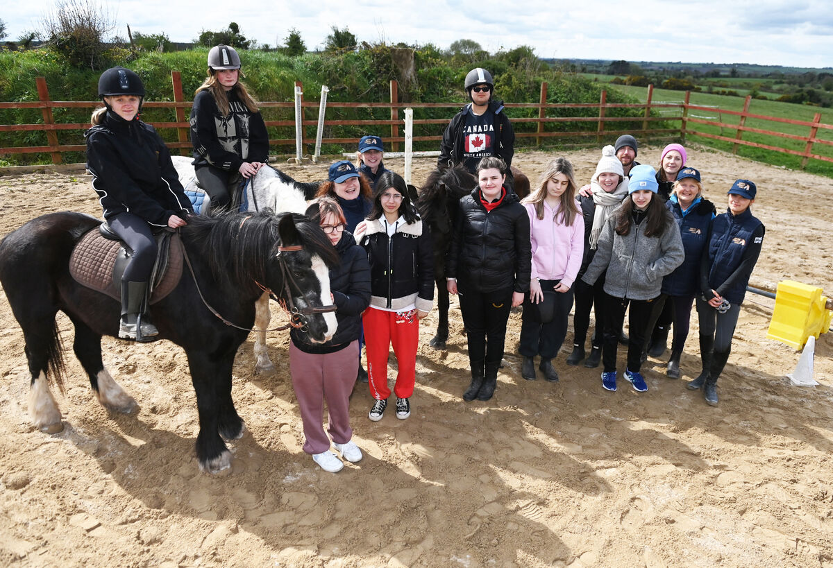 St. Patrick's College students and teachers during the equine therapy classes. Picture; Eddie O'Hare St. Patrick's College students and teachers during the equine therapy classes. Picture; Eddie O'Hare