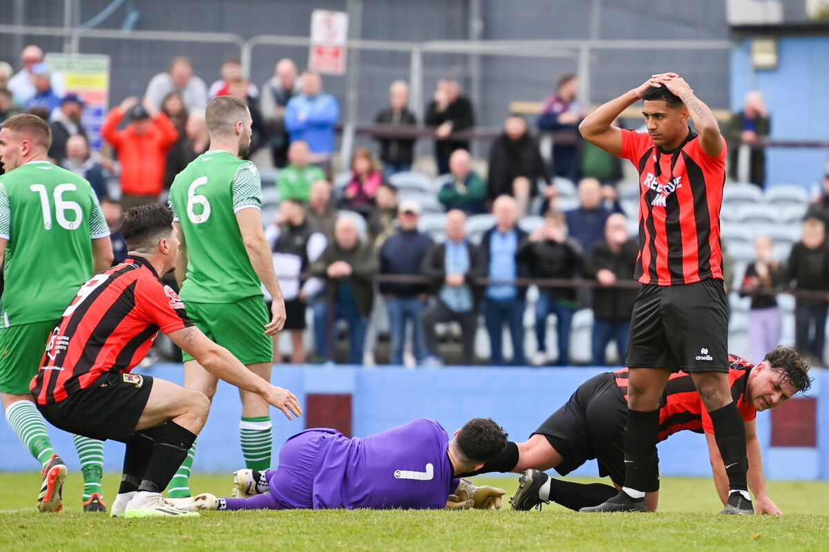 Cameron Harlson of Ringmahon Rangers reacts after a missed opportunity on goal during the FAI Intermediate Cup Final between Glebe North FC of the Leinster Senior League and Ringmahon Rangers FC of the Munster Senior League at Weaver's Park in Drogheda, Louth. Photo by Ben McShane/Sportsfile Cameron Harlson of Ringmahon Rangers reacts after a missed opportunity on goal during the FAI Intermediate Cup Final between Glebe North FC of the Leinster Senior League and Ringmahon Rangers FC of the Munster Senior League at Weaver's Park in Drogheda, Louth. Photo by Ben McShane/Sportsfile