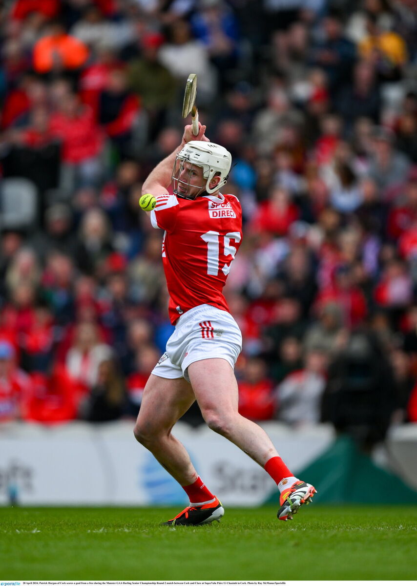 Patrick Horgan of Cork scores a goal from a free. Picture: Ray McManus/Sportsfile