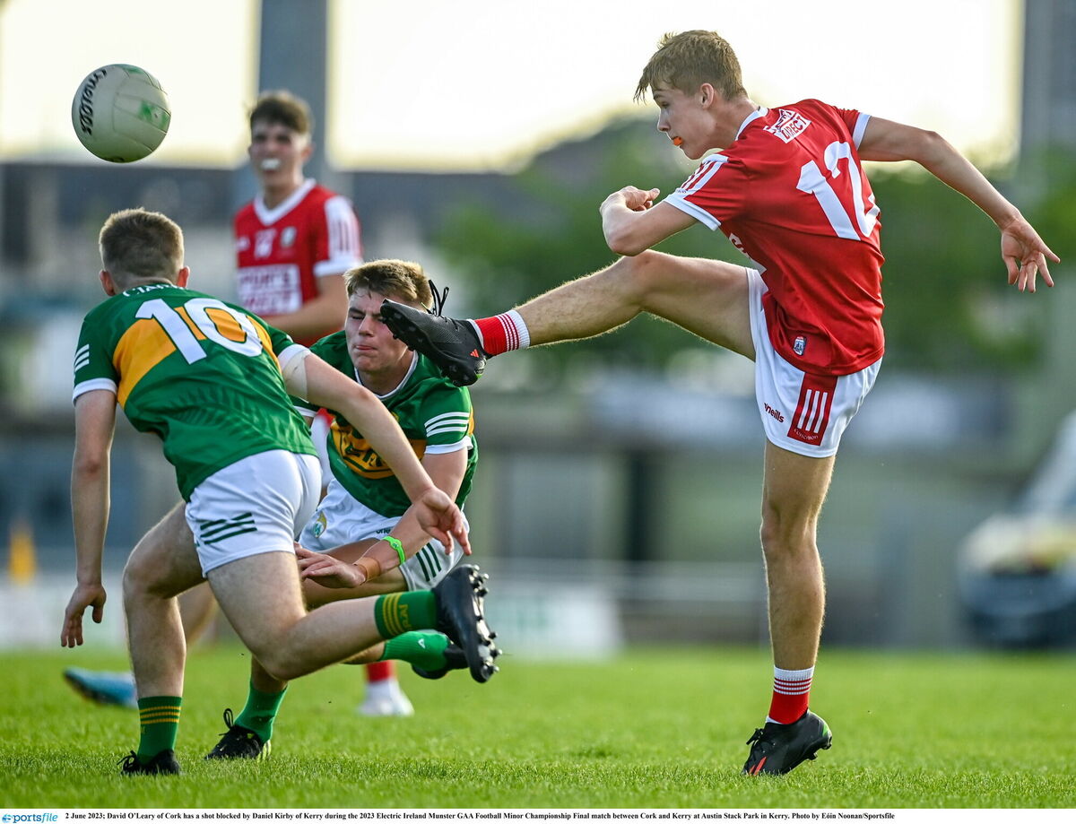 Cork's David O’Leary in action against Kerry in the Munster MFC final last year. Picture: Eóin Noonan/Sportsfile