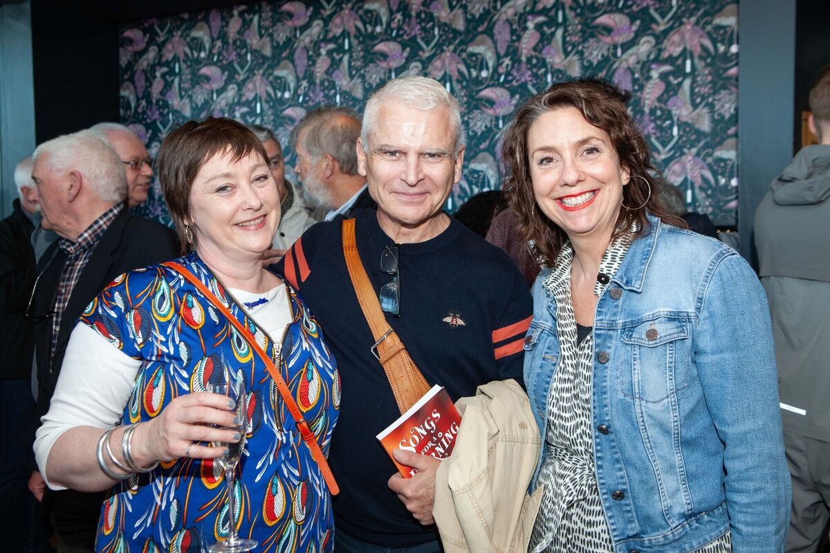 Daughter Sarah FitzGibbon, John Dunlea from Shandon, and Mave O'Shea, Everyman Palace Theatre, pictured at Cork Opera House on Wednesday night at the official launch of Songs for a Burning City, an historical novel set on the night of the burning of Cork in 1920, by former UCC head of drama and theatre studies, Ger FitzGibbon, at Cork Opera House. Daughter Sarah FitzGibbon, John Dunlea from Shandon, and Mave O'Shea, Everyman Palace Theatre, pictured at Cork Opera House on Wednesday night at the official launch of Songs for a Burning City, an historical novel set on the night of the burning of Cork in 1920, by former UCC head of drama and theatre studies, Ger FitzGibbon, at Cork Opera House.