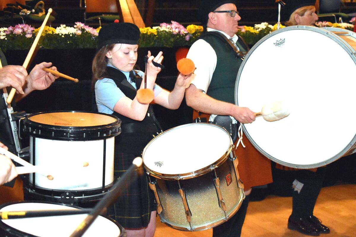 Aoibheann Duncan, Tralee Pipe and Drum Band, performing at the screening of the film "The Hegartys of the Laurels" at Cork City Hall. Aoibheann Duncan, Tralee Pipe and Drum Band, performing at the screening of the film "The Hegartys of the Laurels" at Cork City Hall.