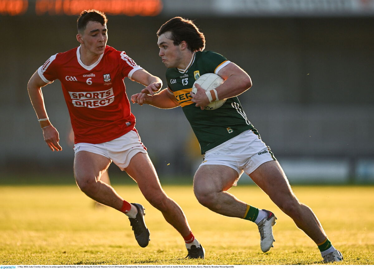 Luke Crowley of Kerry in action against David Buckley of Cork. Picture: Brendan Moran/Sportsfile Luke Crowley of Kerry in action against David Buckley of Cork. Picture: Brendan Moran/Sportsfile