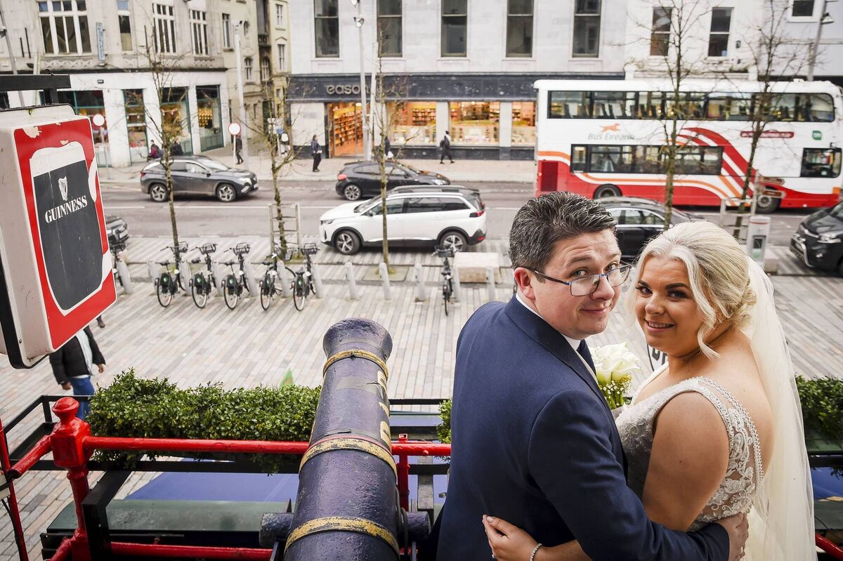 Shane and Kate outside Le Chateau on Patrick's Street. Shane and Kate outside Le Chateau on Patrick's Street.