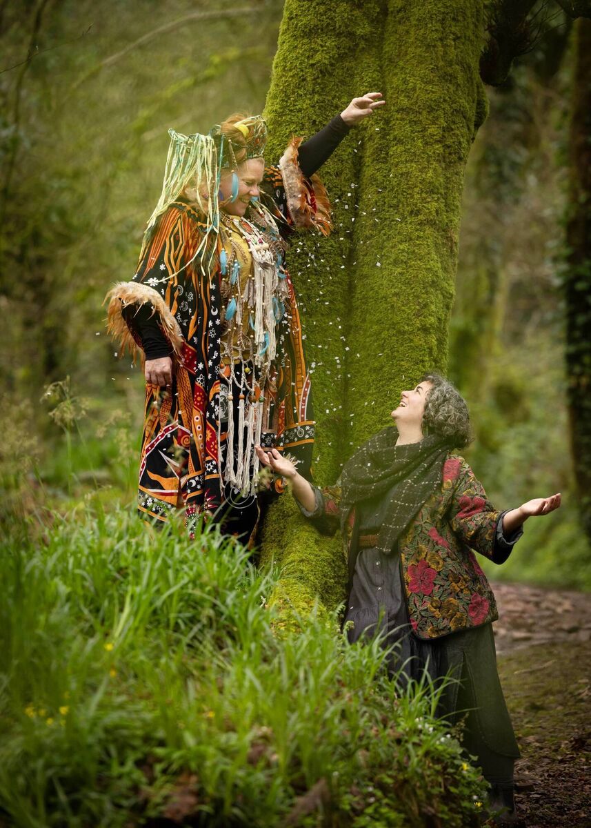 Storyteller Noelle Ní Riagáin with Jessica Bonenfant, Festival Co-ordinator &amp; Creative Director at Greywood Arts ahead of Bealtaine. Picture: Cathal Noonan