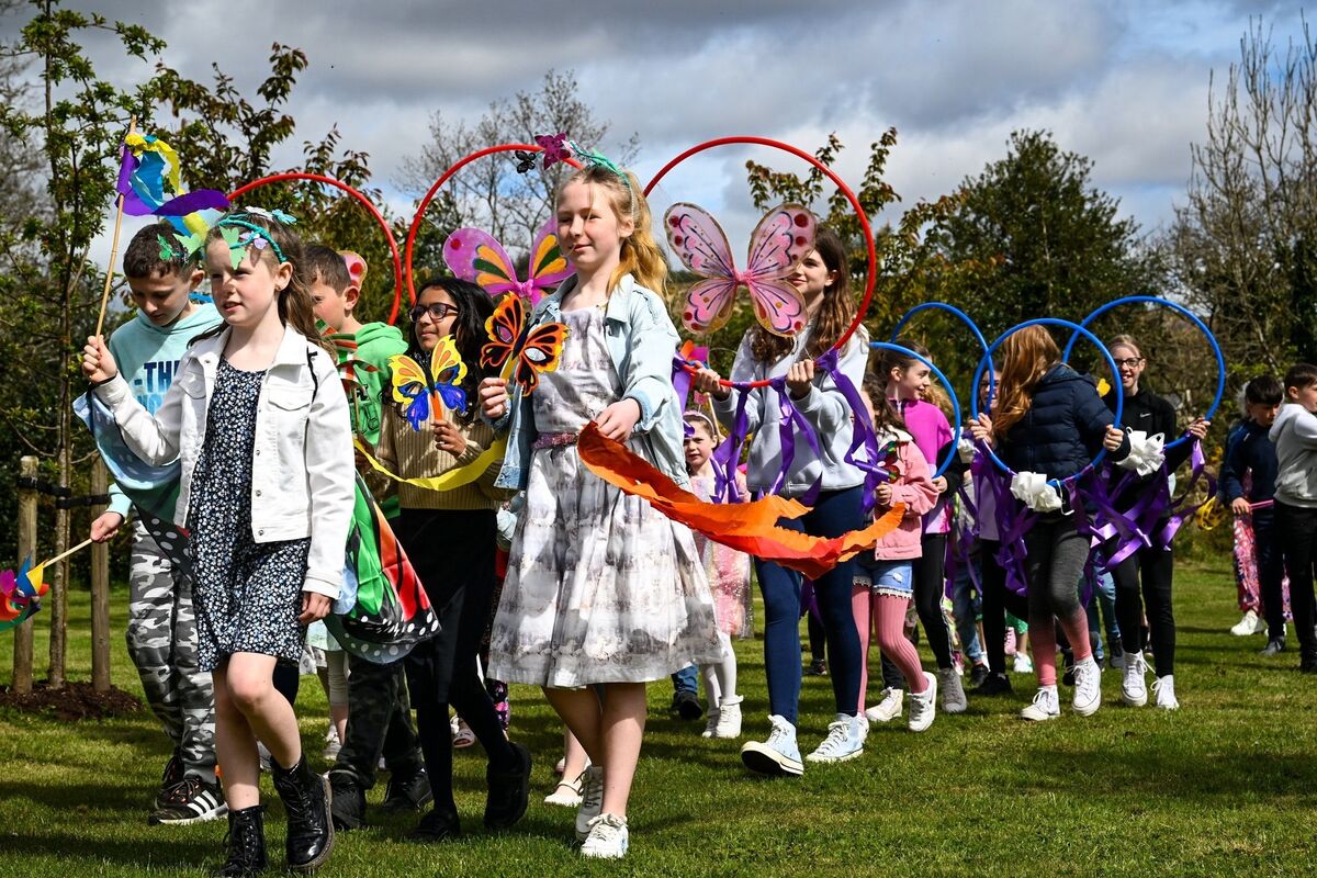 Paráid na bPeidhleacán: Páistí ó Scoil Náisiúnta Chúil Aodha Barr dÍnse ar mhórshiúl mar chuid den mhór ocáid le h-aghaidh múrphictiúr ‘An Peidhleacán’ a sheoladh, ocáid a thárla Dé Domhmaigh. Paráid na bPeidhleacán: Páistí ó Scoil Náisiúnta Chúil Aodha Barr dÍnse ar mhórshiúl mar chuid den mhór ocáid le h-aghaidh múrphictiúr ‘An Peidhleacán’ a sheoladh, ocáid a thárla Dé Domhmaigh.