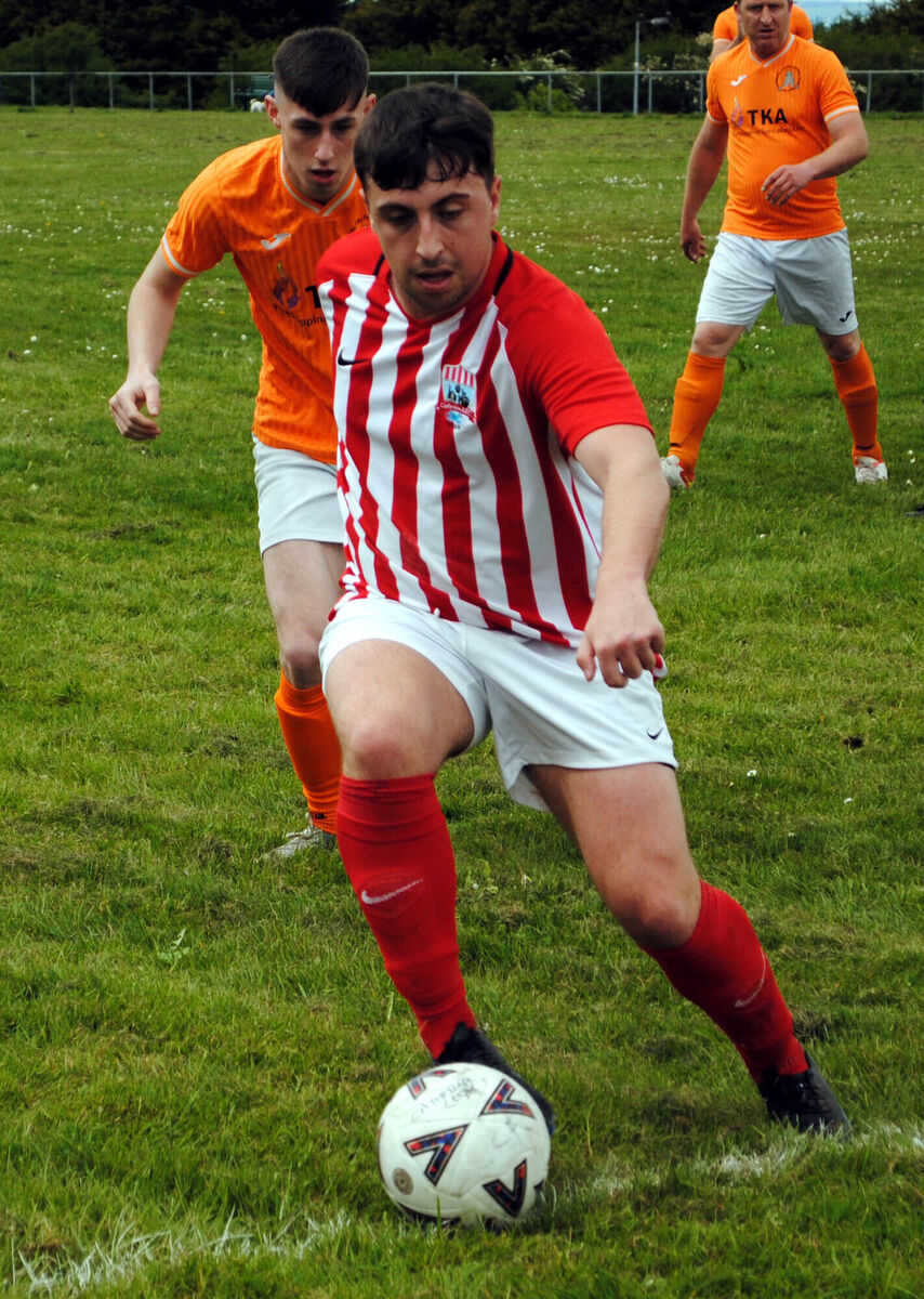 Castleview's Cian White in action against Cathedral Celtic at the Fairfield over the weekend.