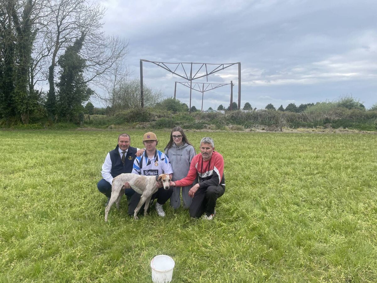 Winning connections of Authority Northern Hunt winner of 2024 Senior International draghunt at Watergrasshill. L to R- Darren Clarke, Brion O'Callaghan, Ciara McSweeney and John O'Callaghan.