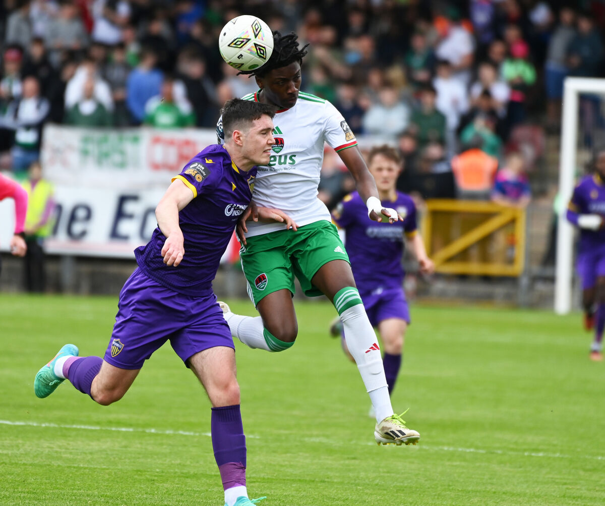 Cork City's Jaden Umeh wins the ball from Wexford FC's Carl Lennox during the SSE Airtricity First Division game at Turner's Cross. FC Picture: Eddie O'Hare